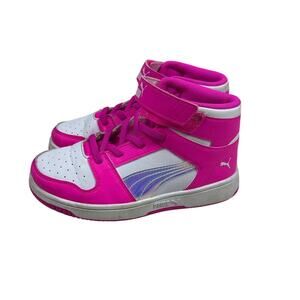 Girls Puma High Top Sneakers Size 13.5C Pink White Athletic Shoes